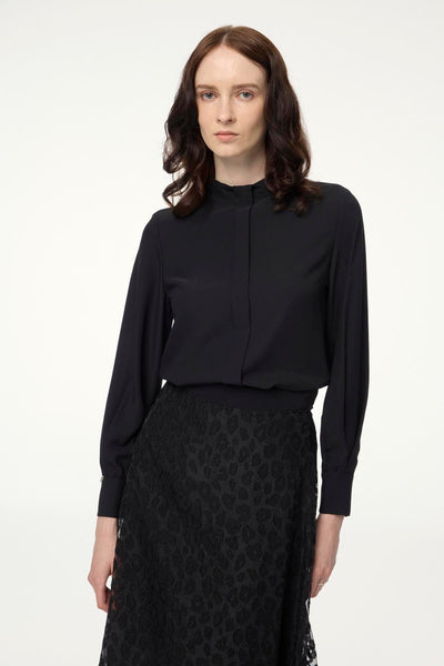 Dik Yaka Şerit Detaylı Bluz Siyah Bluz 0139