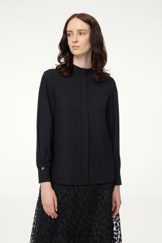 High Neck Blouse with Stripe Detail, Black Blouse/Shirt 0139