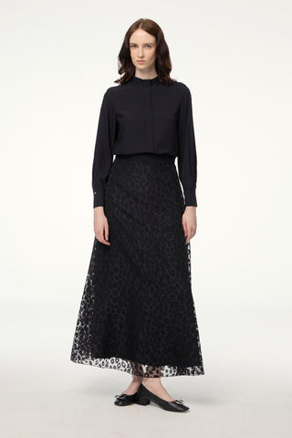 High Neck Blouse with Stripe Detail, Black Blouse/Shirt 0139