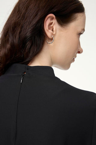 High Neck Blouse with Stripe Detail, Black Blouse/Shirt 0139