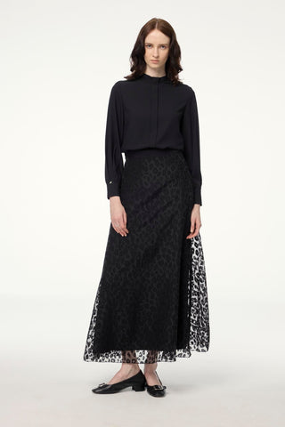 High Neck Blouse with Stripe Detail, Black Blouse/Shirt 0139