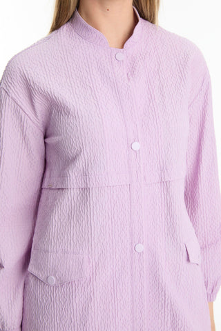 Patterned Stand-Up Collar Sporty Lavender Jacket 0140