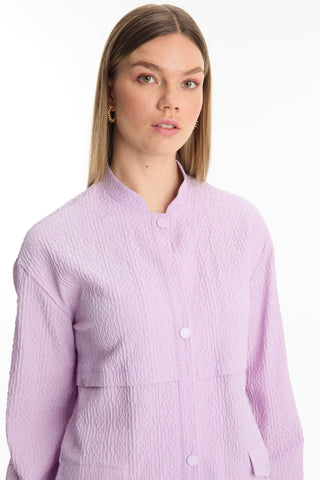 Patterned Stand-Up Collar Sporty Lavender Jacket 0140