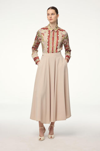 A-line Beige Skirt 0144