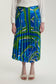 Patterned Pleated Long Blue Skirt 0155