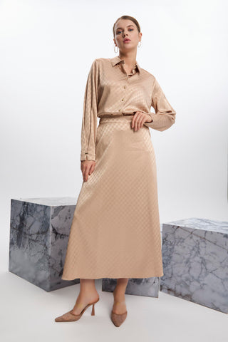 Monogram Patterned Beige Skirt 0174