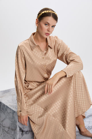 Monogram Patterned Beige Skirt 0174