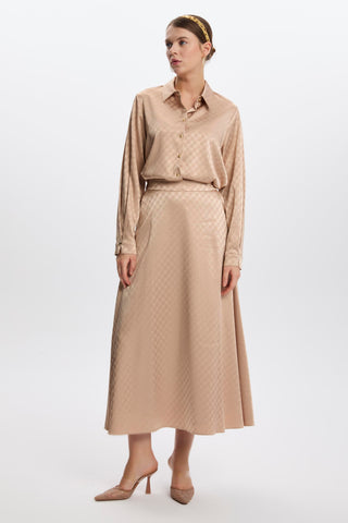 Monogram Patterned Beige Skirt 0174