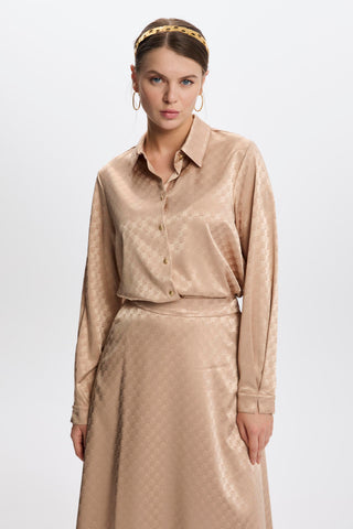 Monogram Patterned Beige Skirt 0174