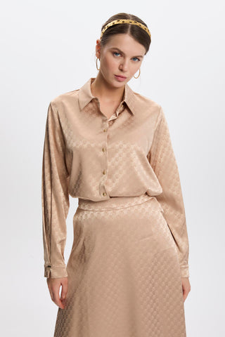 Monogram Patterned Beige Skirt 0174