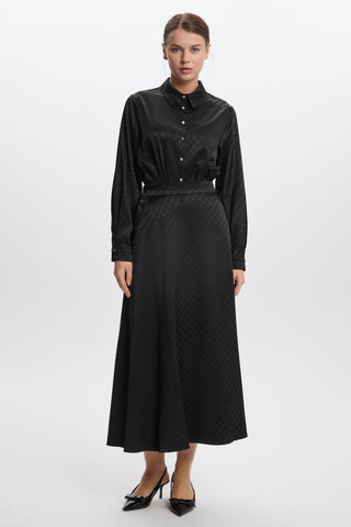 Monogram Patterned Black Skirt 0174