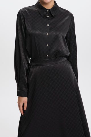 Monogram Patterned Black Skirt 0174