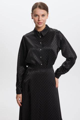 Monogram Patterned Black Skirt 0174