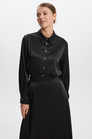 Monogram Patterned Black Skirt 0174
