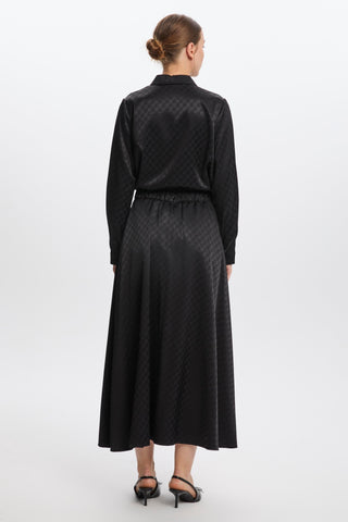 Monogram Patterned Black Skirt 0174