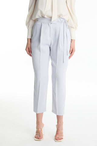 Pleated Belt Detail Grey Trousers 0229