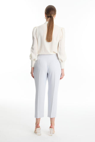 Pleated Belt Detail Grey Trousers 0229