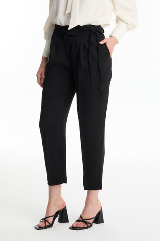 Black Trousers with Pleated Belt Detail 0229