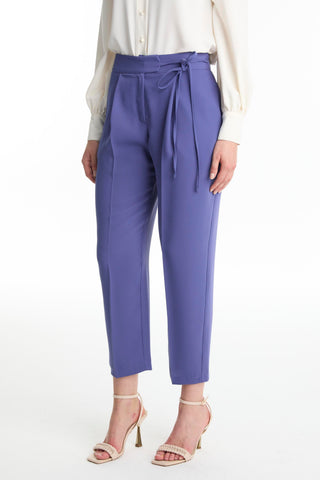 Pleated Belt Detail Violet Trousers 0229