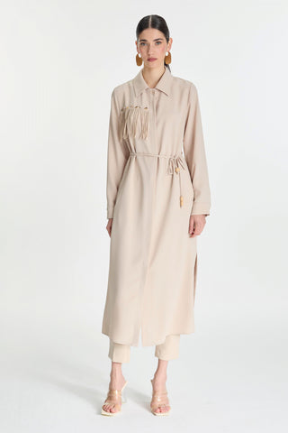 Deniz Kabuğu Detaylı Püsküllü Giy Çık Bej Zühre 0234