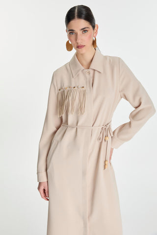 Seashell Detail Tassel Dress, Beige, Ready to Wear 0234