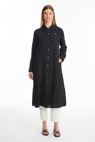 Cep Detaylı Kuşaklı Giy Çık Siyah Zühre 0247