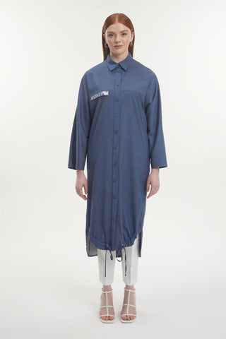 Gömlek Yaka Pul Detaylı Giy Çık Indigo Zühre 0254