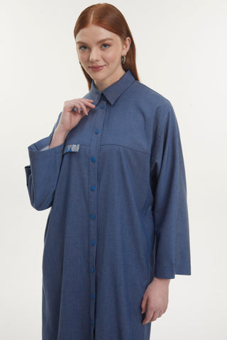 Shirt Collar Sequin Detail Ready-to-Wear Indigo Ready-to-Wear 0254
