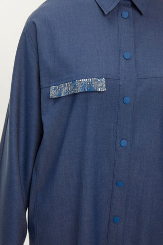 Shirt Collar Sequin Detail Ready-to-Wear Indigo Ready-to-Wear 0254