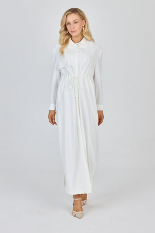 Gömlek Yaka Broş Detaylı Giy Çık Ekru Zühre 0256