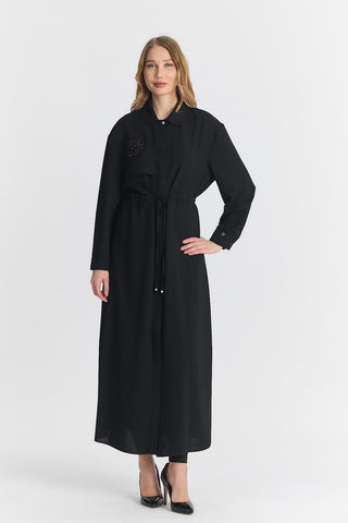 Gömlek Yaka Broş Detaylı Giy Çık Siyah Zühre 0256