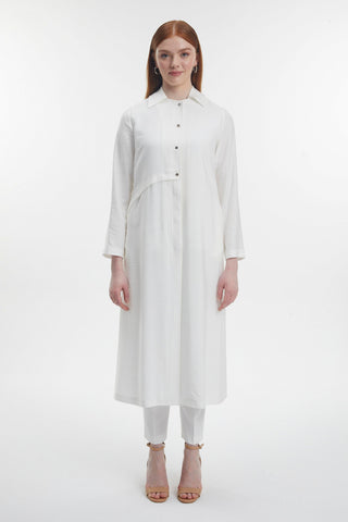 Gömlek Yaka Düğmeli Sırt Detaylı Giy Çık Ekru Zühre 0273