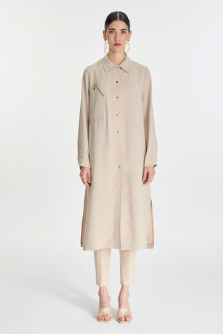 Gömlek Yaka Düğme Kapamalı Giy Çık Bej Zühre 0280