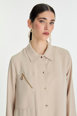 Shirt Collar Button Closure Ready to Wear Beige Ready to Wear 0280