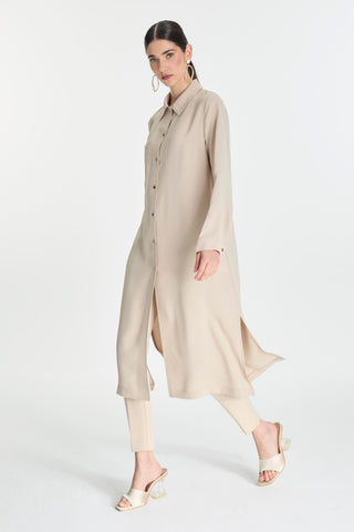 Shirt Collar Button Closure Ready to Wear Beige Ready to Wear 0280