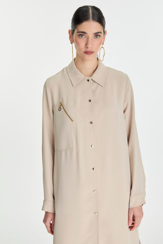 Shirt Collar Button Closure Ready to Wear Beige Ready to Wear 0280