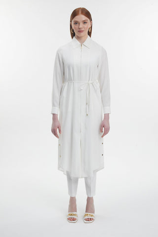 Gömlek Yaka Fermuarlı Giy Çık Ekru Zühre 0285