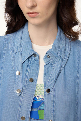 Desenli Denim Ikili Mavi Takım 0966