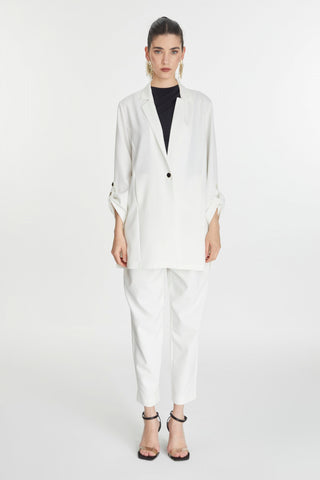 Kol Detaylı Ceket Pantolon Ekru Takım 1144