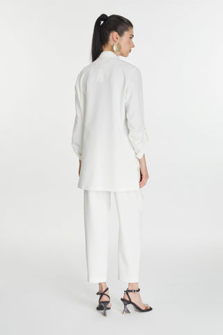 Kol Detaylı Ceket Pantolon Ekru Takım 1144