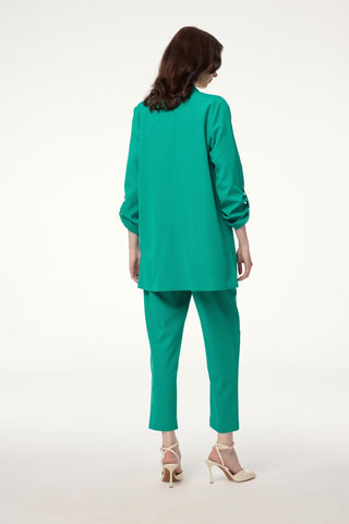 Jacket and Trousers Set with Sleeve Detail, Green 1144
