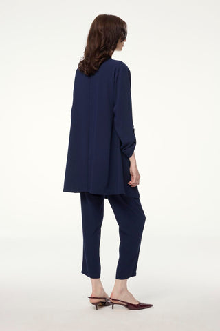 Pocket Detail Three-Piece Navy Blue Set 1212