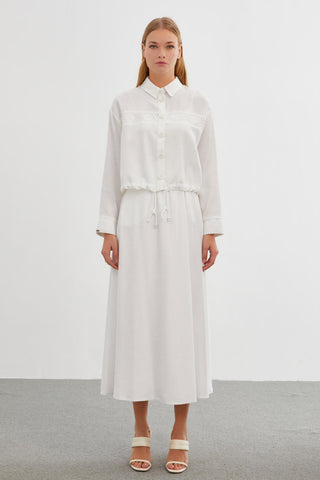 Lace Detail Two-Piece Ecru Set 1266