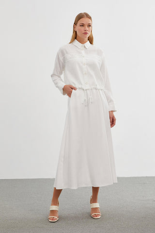 Lace Detail Two-Piece Ecru Set 1266