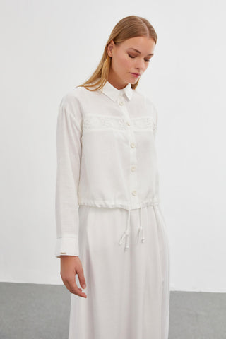 Lace Detail Two-Piece Ecru Set 1266