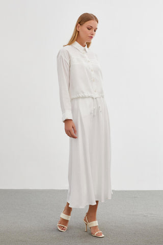 Lace Detail Two-Piece Ecru Set 1266