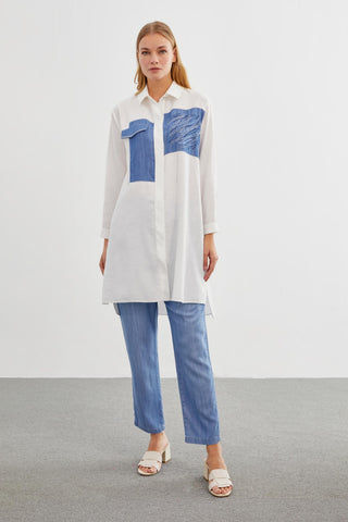 Long Ecru Tunic with Accessory Details 1371