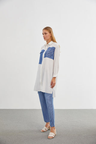Long Ecru Tunic with Accessory Details 1371