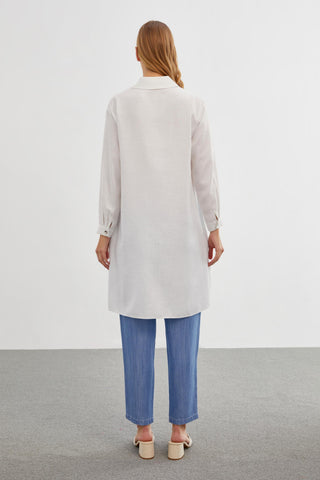Long Ecru Tunic with Accessory Details 1371