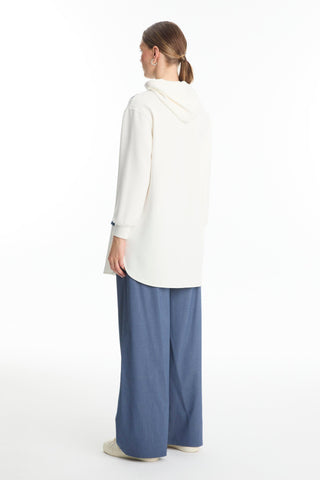 Hooded Zip-Up Denim Two-Piece Indigo Set 1520